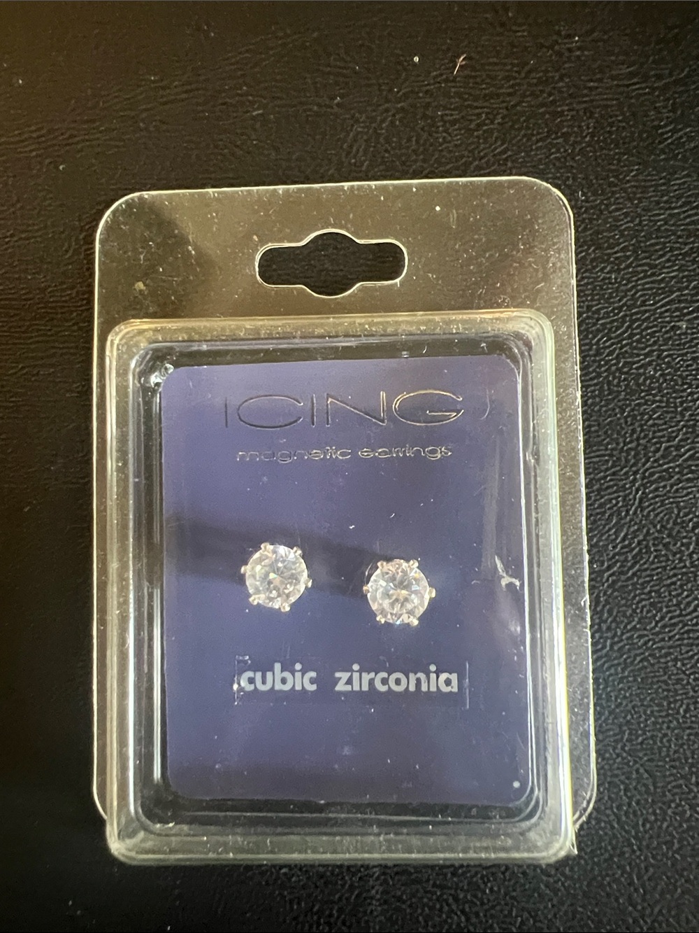 Icing Clear Cubic Zirconia Stud Earrings in Silver-Tone Setting
